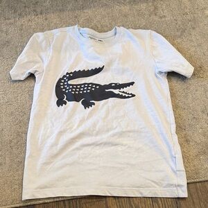 Lacoste Kids Tee with Black Crocodile on White
